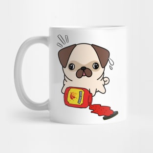 Funny Pug Spilled Hot Sauce Mug